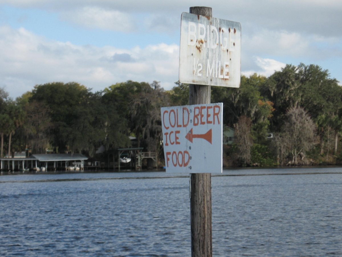 River sign — Cold Beer, Ice, Food
